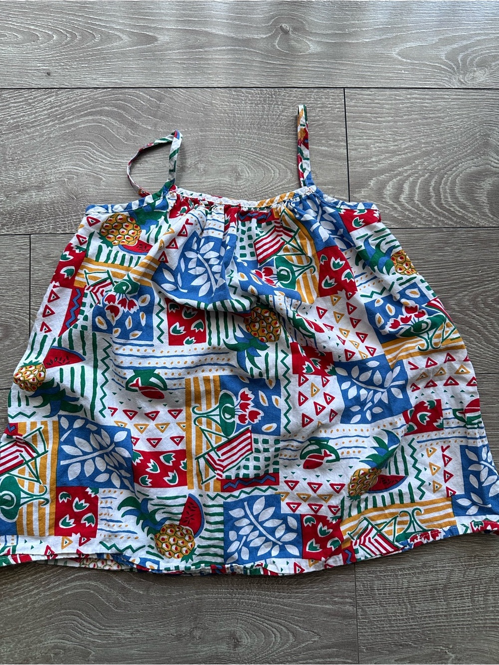 Multicolor Printed Spaghetti-Strap Girls Top